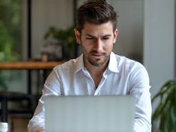 Entrepreneur working on a laptop.
