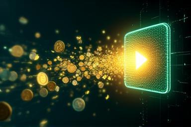 Icon representing money flowing from video content.