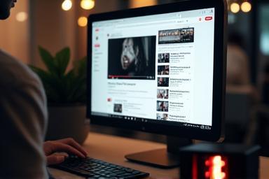 Person managing a YouTube channel on a computer.
